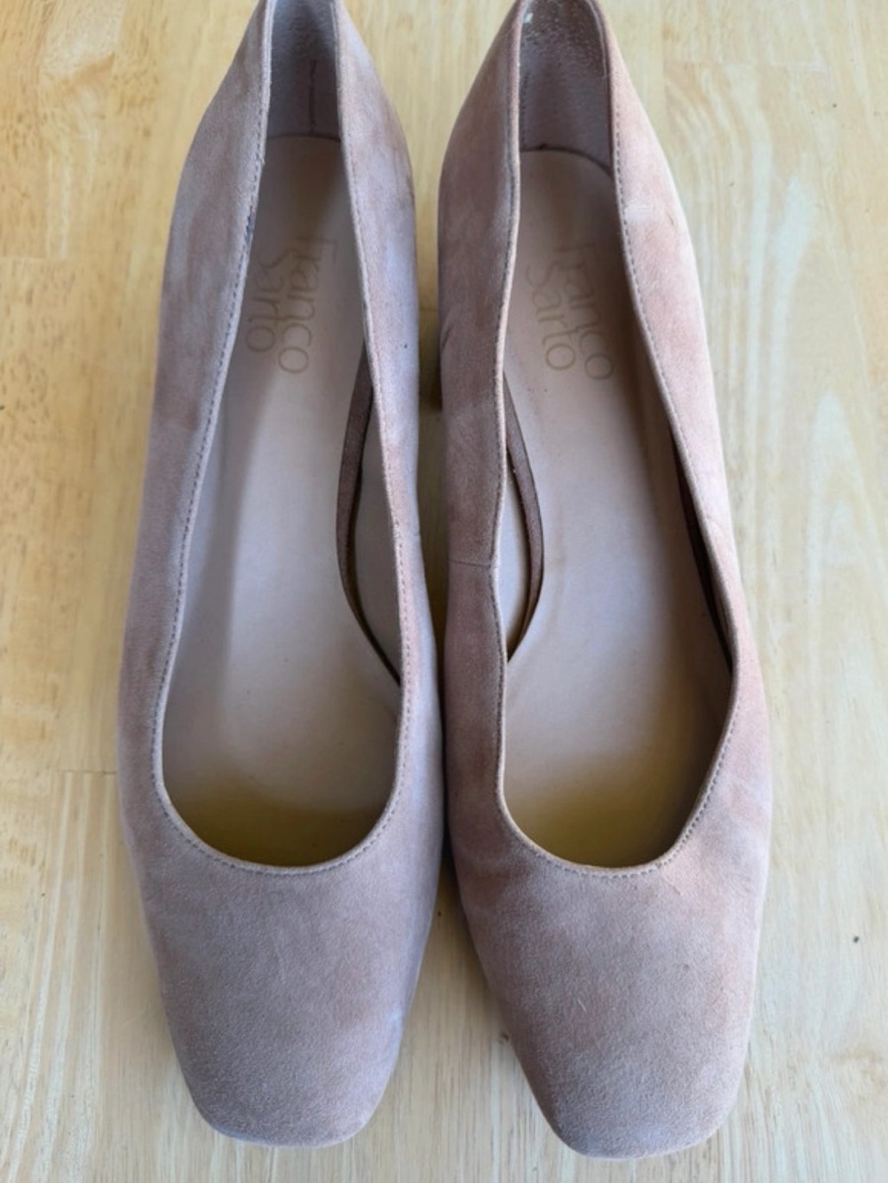 Franco Sarto Women's suede light pink block heels